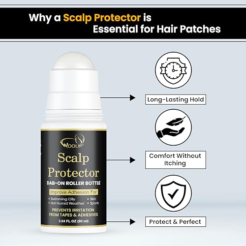 Image of Scalp Protector Dab On Roller Bottle Prevents Irritation From Hair Patch Tape & Wig Adhesive Anti Bacterial Anti Itching Formula Improves Adhesion 90ML