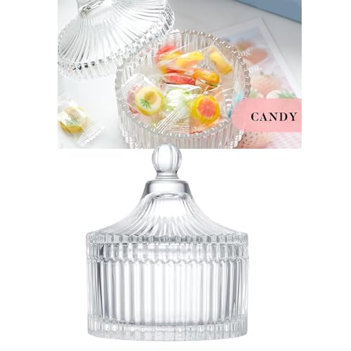 Récipient en verre avec 3 houppettes maquillage extra larges