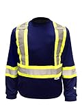 Viking Safety Cotton Lined Hi-Vis Long Sleeve Shirt, Navy, Large
