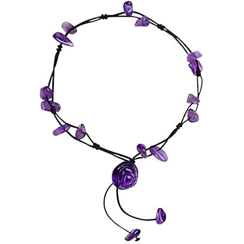 SERYNOW Fashion Handmade Braided Rope Anklet Natural Amethyst Flower Stone Beach Anklet for Women Girls Purple Cover