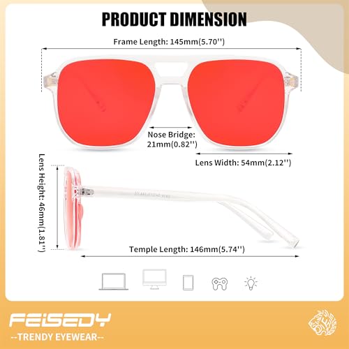 Image of FEISEDY Amber Blue Light Glasses for Computer Gaming Orange /Yellow lens Anti Eyestrain Sleep Glasses G2835