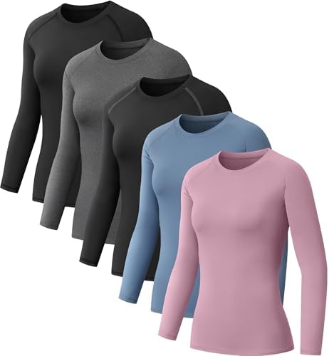 NebuKinex 5 Pack Women's Compression Shirt Long Sleeve Workout To...