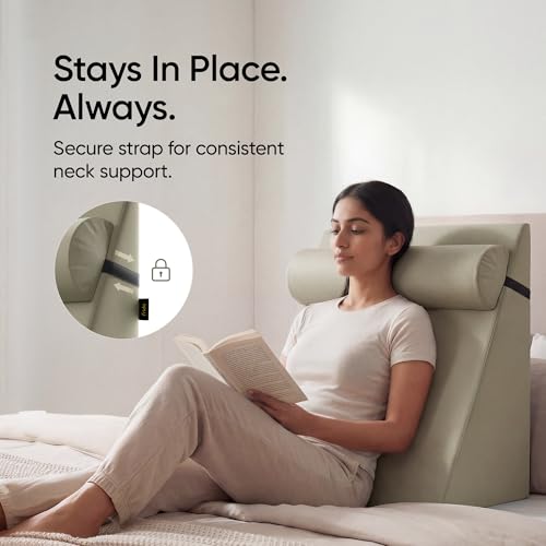 Image of Frido Wedge Neck Rest Pillow | Multipurpose Neck Pillow | Memory Foam Roll with Adjustable Strap | Relieves Neck, Knee & Lumbar Pressure | Compatible with Wedge Plus | Washable Cover, Sage Green
