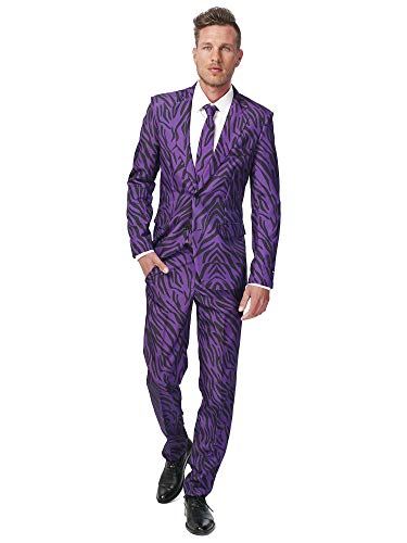 Suitmeister Halloween Suit for Men in Stylish & Creepy Prints – Full Set: Includes Jacket, Pants And Tie Pantaloni Eleganti da Lavoro, Pimp Tiger, XXL Uomo