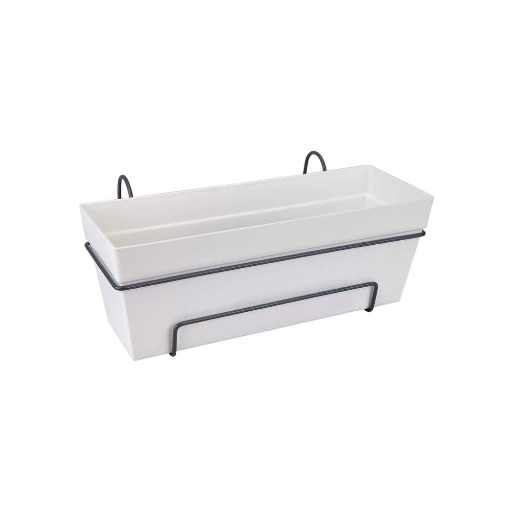 elho Loft Urban Balkonkasten Allin 1 50cm - Weiss | L 26.5 x B 49 x H 20.5 cm | für den Außenbereich