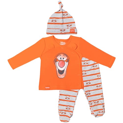 Image of Disney Winnie the Pooh Tigger Baby Jacket Pants and Hat 3 Piece Outfit Set Newborn to Infant