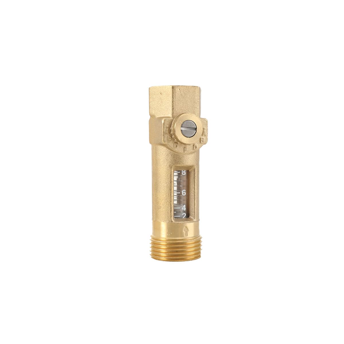 Misuratore di flusso in ottone, filettatura esterna 3/4 DN 20, portata 2-8 l/min