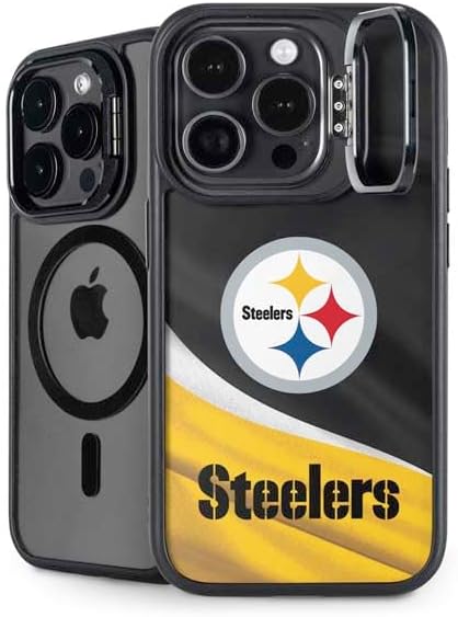 Skinit Kickstand Phone Case Compatible with iPhone 14 Pro - Officially Licensed NFL Pittsburgh Steelers Design