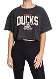 Calhoun NHL Surf & Skate Womens Oversize Drop Shoulder Acid Wash Cropped T-Shirt (Small/Medium, Anaheim Ducks)