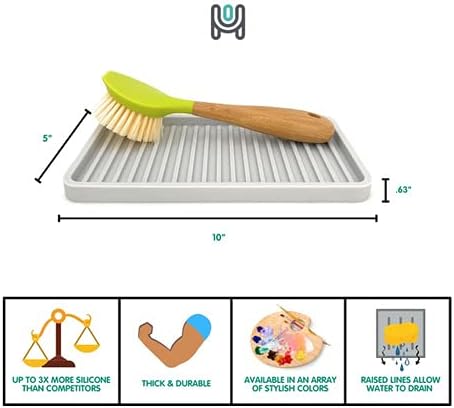 Happitasa Silicone Kitchen Sink Organizer Tray, Sponge Holder and Countertop Protector, White, 10"x5.25" - Image 4