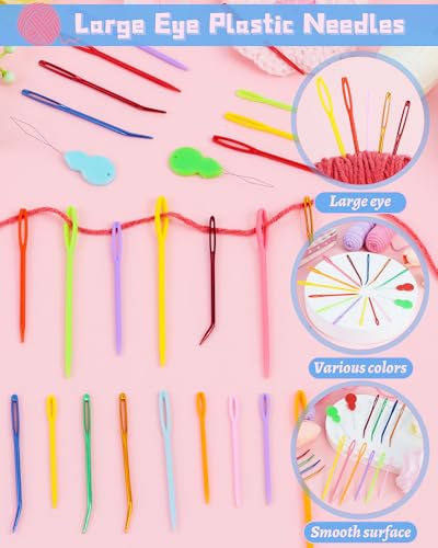 Image of FIVEIZERO 19 Pcs Yarn Needles Set, Assorted Yarn Needles Bent Tapestry Needle Weaving Needle Darning Needles Plastic Needles Large Eye Blunt Knitting Needles for Sewing Crochet 03