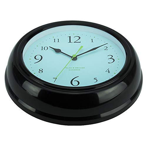 Fehun Wall Clocks,Battery Operated Personalized American Modern Bedroom Living Room Office Quartz Clocks 10 Inch Black Round Metal Frame #TOP1