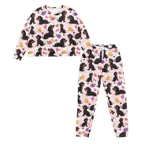 Image of Women's 2 Piece Printed Pajama Set Long Sleeve Sleepwear Set with Long Pants Casual Lounge Sets with Pocket
