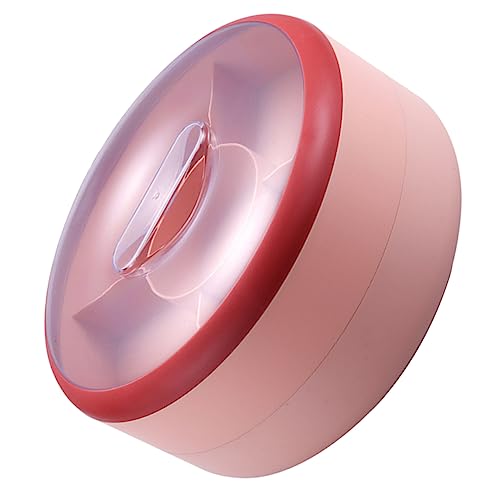 COLLBATH Candy Box Rotating Snack Serving Tray Fruit Tray Party Candy Dish Food Container Candy Serving Container Tray with Lid Clear Tray Round Tray Mini Fruit Candy Tray Plastic Pink