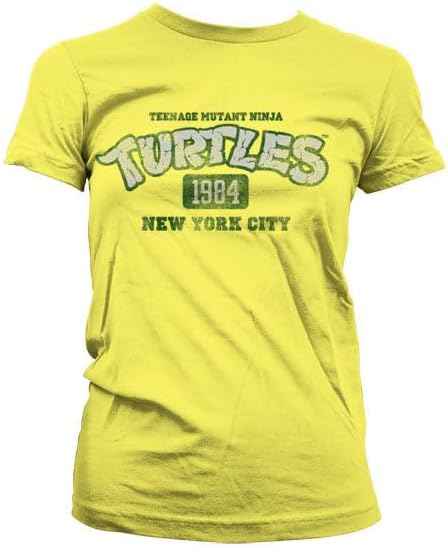 [Teenage Mutant Ninja Turtles] 正式にライセンスされている NY 1984 女性Tシャツ (イエロー)