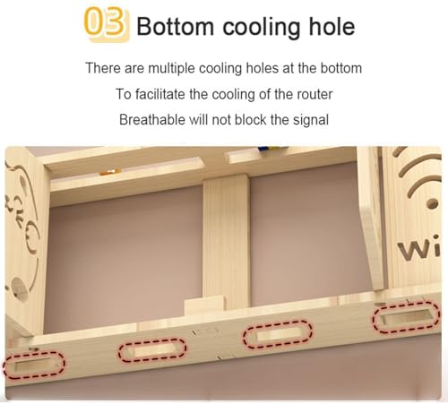 Étagère murale cache-câbles en bois pour box internet et multiprises