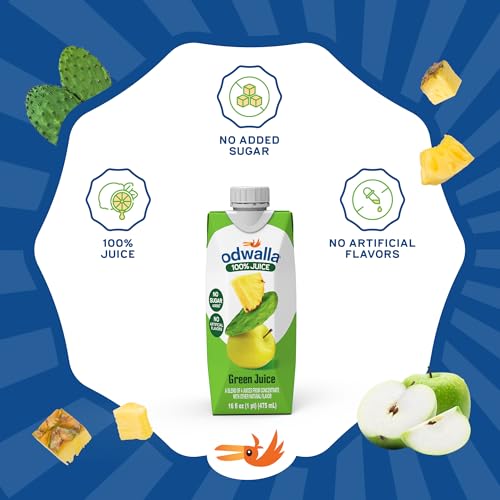 Image of Odwalla Green Juice - Green Drink with Nopal Cactus, Apple, Orange & Pineapple Juice - No Added Sugar, No Preservatives, No Artificial Flavors - 16 fl oz (12 Pack)