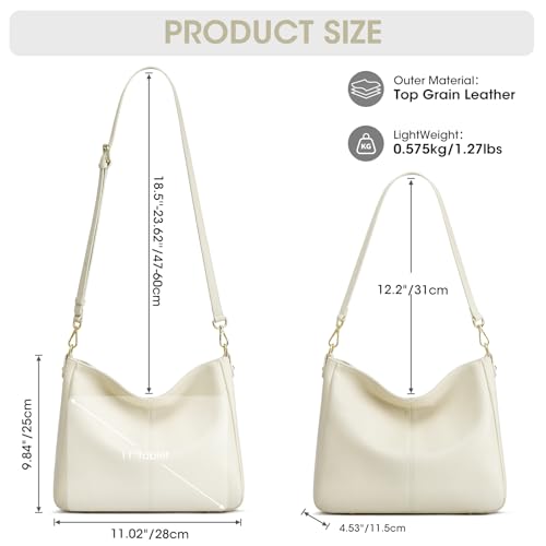 Image of Kattee Leather Purses, Hobo Crossbody Bag with 2 Straps | Soft pebbled leather hobo bag with 2 straps, roomy pockets, everyday style for work, shopping, travel, and outings.