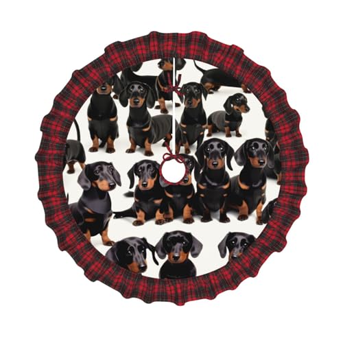 Jupe de sapin de Noël Teckel écossais rouge et noir pour décoration de fête - 2