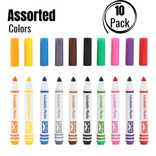 Mr. Pen PWM10 Washable Markers, 10 Pack, Assorted Colors, Broad Line, Kids Washable Markers Washable Markers thumb #1