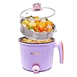Rixhbvn Hot Pot Electric with Steamer, Rapid Noodles Cooker,Non-Stick Electric Pot for Raman, Soup, Noodles, Steak, Oatmeal, Rapid, with...