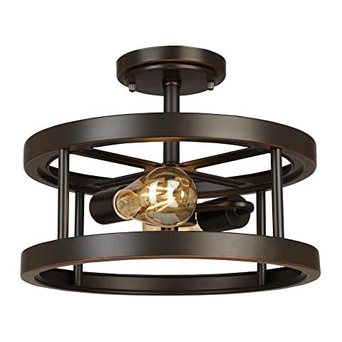 Hampton Bay Moreland 13 in. 2-Light Oil-Rubbed Bronze Semi-Flush Mount JQI9282A 0 Cover