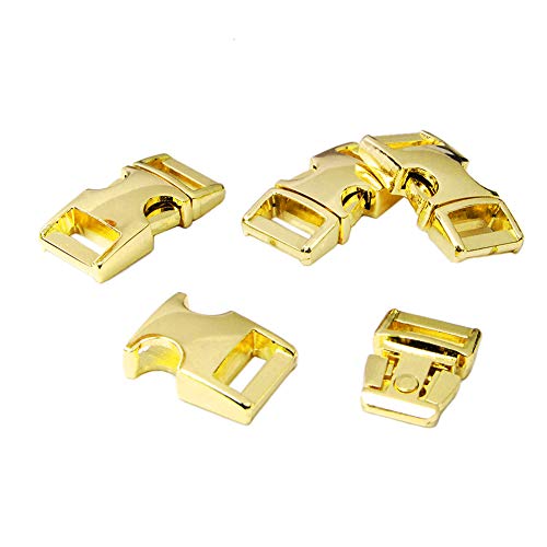 Fivela de liberação lateral de metal multicolorido para pulseira de corda de paraquedas Paraquedas 550 Cordão para animais de estimação Alças Arreio Mochila Costura de tela..., Dourado, 10pcs, 1