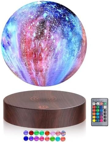 Vnemofey Floating Moon Lamp Levitating, 3D Printed Magnetic Levitation Rotating Moon Display Mode Mood Light Touch, Levitate & Rotate in Air,Home and Office Decor,Unique Gifts
