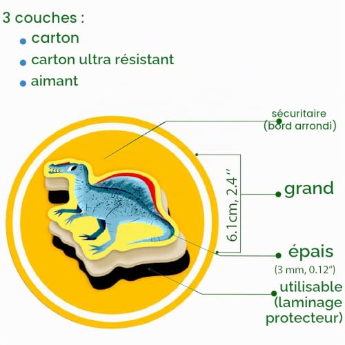 Magdum Aimants de réfrigérateur pour Enfants, 15 aimants Animaux Dinosaures – vue 5
