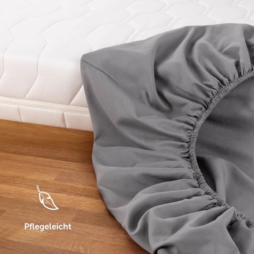 Blumtal® Spannbettlaken 90x200x30cm aus Microfaser - Oekotex zertifiziertes Bettlaken Spannbettlaken in Grau 5