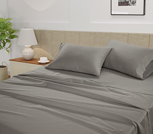 Image of LANE LINEN California King Sheets Set - 450 Thread Count Premium Sateen Weave for Hotel Quality Luxury - Thick & Comfy 100% Cotton Sheets for Luxury Hotel Rooms - Oeko Tex Certified - Paloma