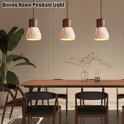 Plafonnier suspendu E27 en bois et marbre style industriel - 4