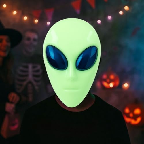 Image of Wanna Party Scary Party Mask Glow in the Dark Alien Mask for Halloween Party Masks for Adults