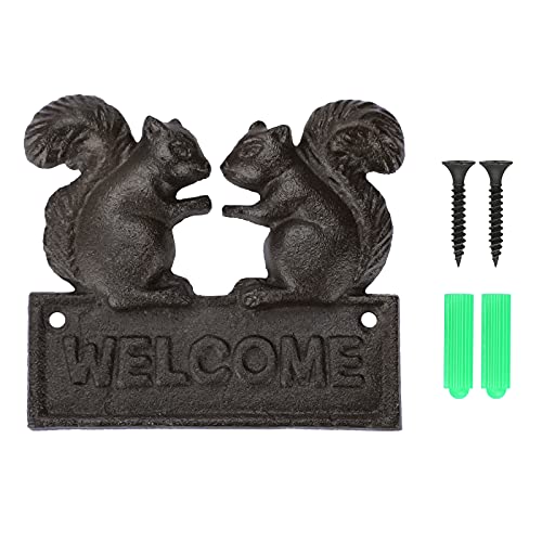 JuxYes Placa de bienvenida de hierro fundido vintage con placa de bienvenida para puerta de entrada de puerta de bienvenida Cover
