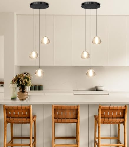 Image of Modern Chandelier Crystal Pendant Light for Kitchen Island Dining Room Bedroom Hallway Black