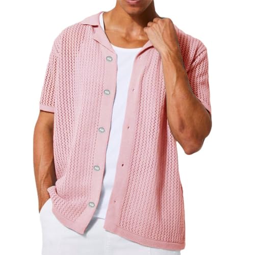 Chemise en maille transparente homme style cubain décontracté