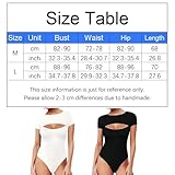 SamHeng Bodysuit for Women Short Sleeve Body Suits Mock Neck Ladies Tops Going Out Slim Fit Casual Bodysuits Leotard Skin-friendly Thong with Snap Closure(Black/L) - Image 6