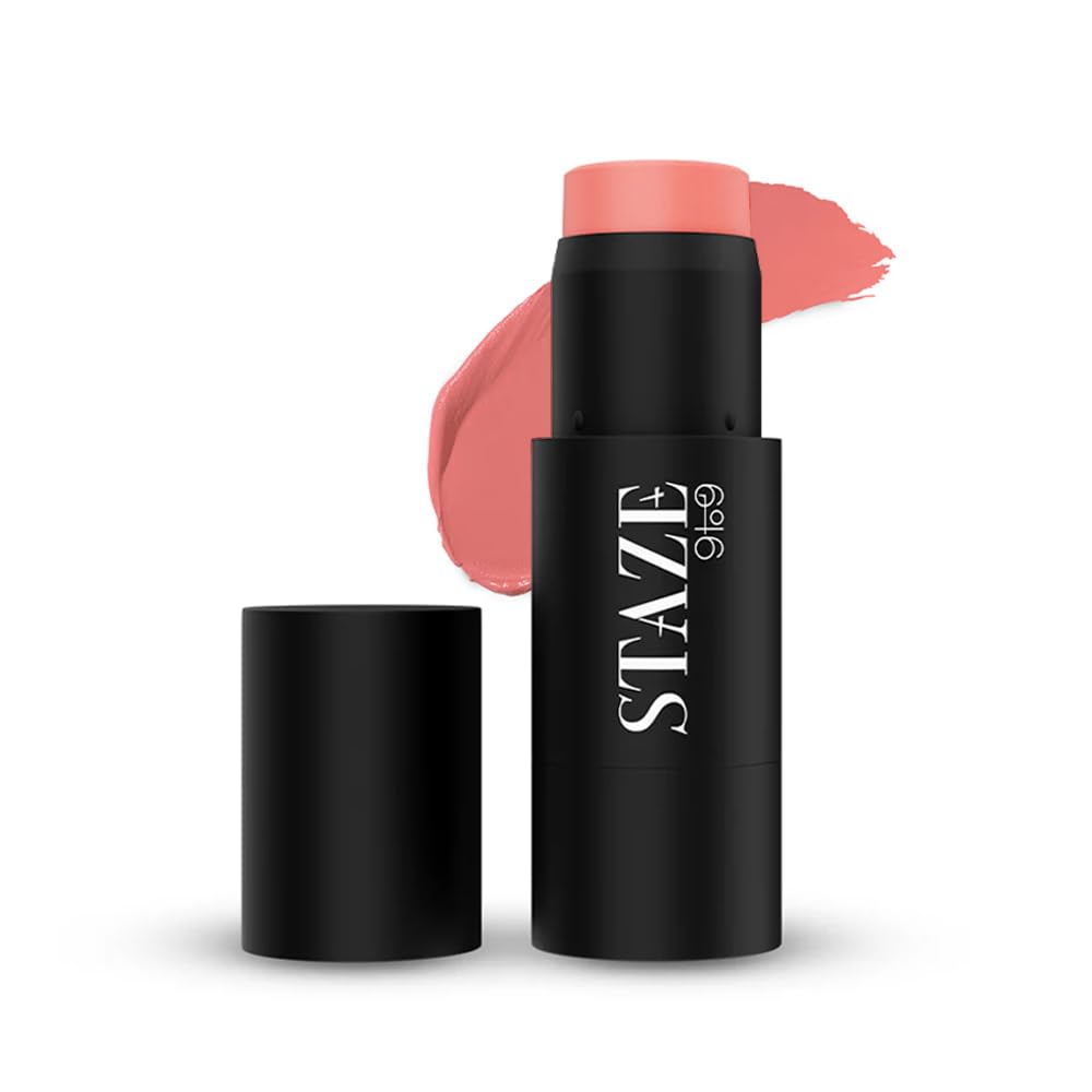 Staze 9to9 Cheek Me Out Multipurpose Blush Stick Tint | On The Go Lip + Cheek + Eye Makeup | Highly Pigmented + Blendable | 12Hrs Long Stay | Natural, Creamy Finish | Travel-Friendly | 01 Peck | 6g