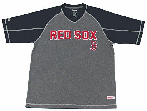 MLB Boston Red Sox Men's Fine Gauge Mesh V-Neck Raglan Shirt
