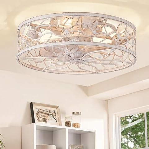 LEDIARY Caged Ceiling Fan with Lights Cover