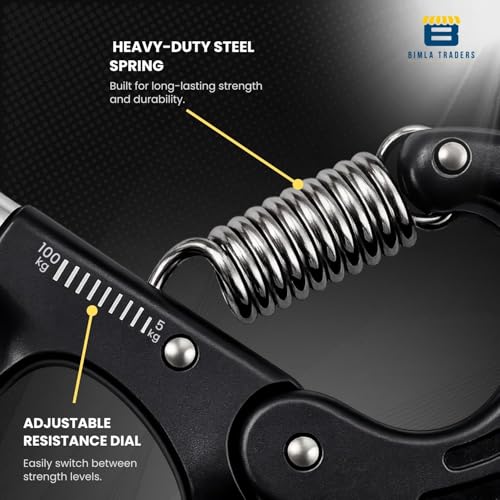 Image of Btag Advanced Hand Grip Exerciser with Counter - Heavy-Duty 100 KG Forearm & Wrist Strength Trainer (Black)