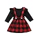 EDOTON Vestito Cinghia Maglietta Ragazze Primavera e Autunno Gonna a Quadri con Volant Girocollo Manica Lunga Bambino Abiti 1-5 Anni (2-3 Anni) (1-2 Anni, Manica Lunga)