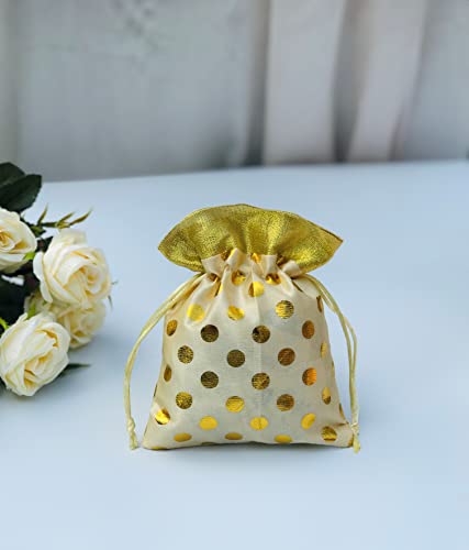 Image of Women's Polka Dot Potli Bags for Return Gifts Wedding Gift for mom Potli Purse Gift Bags Fancy Potli bag Diwali Potli Karwachauth Potli - Red Polka 1kg Large size (25cm x 27cm)