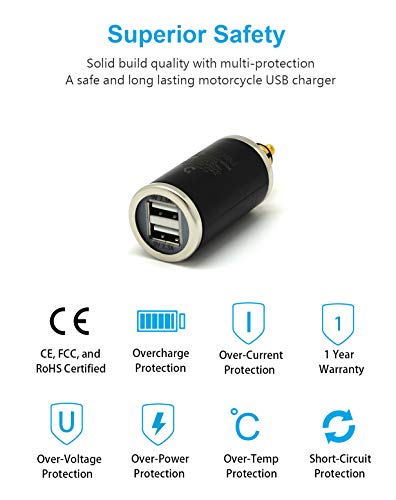 Image of Cliff Top Straight DIN USB Charger 4.6A Compatible with BMW Triumph Ducati | 4.6A dual USB output, straight Hella DIN /Powerlet plug, compatible with BMW Triumph Tiger Ducati motorcycles, phone /GPS power