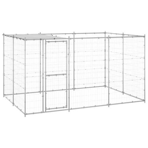vidaXL Outdoor Hundezwinger mit Überdachung Verzinkter Stahl 7,26m² Hundekäfig