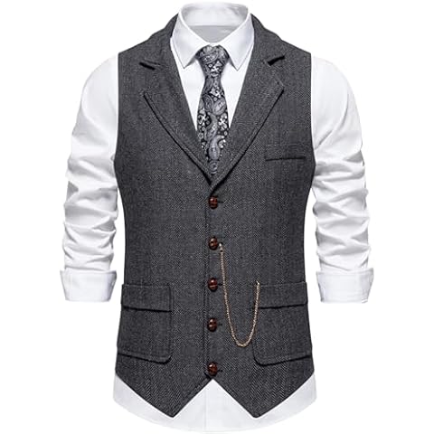 maxToonrain Classic Men's Tweed Waistcoat Cover