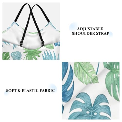 Girl Bathing Suits 3-10 Y Beach Swimsuit Girls, Lush Tropical Leaves Blue Green3