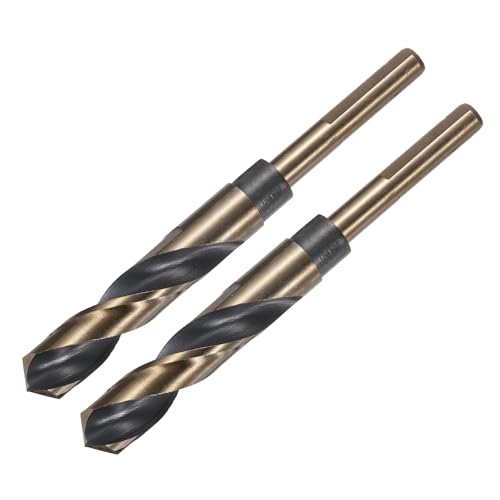 uxcell 2pcs Reduced Shank Twist Drill Bits 16.5mm Black Nitride &amp; Gold Titanium Coated High Speed Steel 4341 with 10mm Shank for Stainless Steel Alloy Metal Plastic Wood