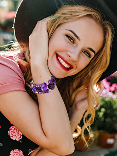 Long tiantian Purple Bracelet Purple Dresses Outfits for Women Boho Leather Bracelets Stack Crystal Stone Bracelet Halloween Jewelry Christmas Stocking Stuffers4