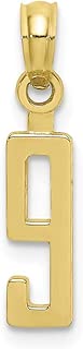 10K Yellow Gold Milestone Anniversary Birthday Number 9, Block Style Small Charm Pendant - coolthings.us